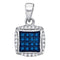 10kt White Gold Women's Round Blue Color Enhanced Diamond Square Pendant 1-4 Cttw - FREE Shipping (US/CAN)-Gold & Diamond Pendants & Necklaces-JadeMoghul Inc.