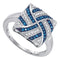 10kt White Gold Women's Round Blue Color Enhanced Diamond Square Stripe Cluster Ring 1/4 Cttw - FREE Shipping (US/CAN)-Rings And Bands-5-JadeMoghul Inc.
