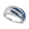 10kt White Gold Women's Round Blue Color Enhanced Diamond Striped Band Ring 1/3 Cttw - FREE Shipping (US/CAN)-Gold & Diamond Fashion Rings-5-JadeMoghul Inc.