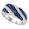 10kt White Gold Women's Round Blue Color Enhanced Diamond Striped Band Ring 7/8 Cttw - FREE Shipping (US/CAN)-Gold & Diamond Bands-5-JadeMoghul Inc.