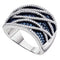 10kt White Gold Women's Round Blue Color Enhanced Diamond Striped Fashion Ring 1-1/3 Cttw - FREE Shipping (US/CAN)-Gold & Diamond Fashion Rings-5-JadeMoghul Inc.