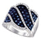 10kt White Gold Women's Round Blue Color Enhanced Diamond Striped Fashion Ring 3/4 Cttw - FREE Shipping (US/CAN)-Gold & Diamond Fashion Rings-5-JadeMoghul Inc.
