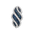 10kt White Gold Women's Round Blue Color Enhanced Diamond Striped Vertical Pendant 1-10 Cttw - FREE Shipping (US/CAN)-Gold & Diamond Pendants & Necklaces-JadeMoghul Inc.