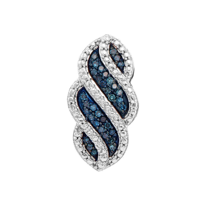 10kt White Gold Women's Round Blue Color Enhanced Diamond Striped Vertical Pendant 1-10 Cttw - FREE Shipping (US/CAN)-Gold & Diamond Pendants & Necklaces-JadeMoghul Inc.