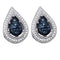 10kt White Gold Women's Round Blue Color Enhanced Diamond Teardrop Cluster Earrings 3-8 Cttw - FREE Shipping (US/CAN)-Gold & Diamond Earrings-JadeMoghul Inc.