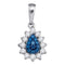10kt White Gold Women's Round Blue Color Enhanced Diamond Teardrop Cluster Pendant 1-4 Cttw - FREE Shipping (US/CAN)-Gold & Diamond Pendants & Necklaces-JadeMoghul Inc.