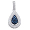 10kt White Gold Women's Round Blue Color Enhanced Diamond Teardrop Cluster Pendant 1-5 Cttw - FREE Shipping (US/CAN)-Gold & Diamond Pendants & Necklaces-JadeMoghul Inc.