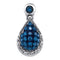 10kt White Gold Women's Round Blue Color Enhanced Diamond Teardrop Cluster Pendant 1-6 Cttw - FREE Shipping (US/CAN)-Gold & Diamond Pendants & Necklaces-JadeMoghul Inc.