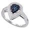 10kt White Gold Women's Round Blue Color Enhanced Diamond Teardrop Cluster Ring 1/4 Cttw - FREE Shipping (US/CAN)-Gold & Diamond Fashion Rings-5-JadeMoghul Inc.