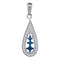 10kt White Gold Women's Round Blue Color Enhanced Diamond Teardrop Pendant 1-5 Cttw - FREE Shipping (US/CAN)-Gold & Diamond Pendants & Necklaces-JadeMoghul Inc.