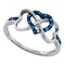 10kt White Gold Women's Round Blue Color Enhanced Diamond Triple Trinity Heart Ring 1/10 Cttw - FREE Shipping (US/CAN)-Gold & Diamond Heart Rings-5-JadeMoghul Inc.
