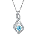 10kt White Gold Women's Round Blue Topaz Solitaire Diamond Pendant 3-4 Cttw - FREE Shipping (US/CAN)-Gold & Diamond Pendants & Necklaces-JadeMoghul Inc.