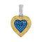10kt White Gold Women's Round Blue & Yellow Color Enhanced Diamond Heart Cluster Pendant 1-4 Cttw - FREE Shipping (US/CAN)-Gold & Diamond Pendants & Necklaces-JadeMoghul Inc.