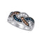 10kt White Gold Women's Round Brown Blue Color Enhanced Diamond Woven Band Ring 1.00 Cttw - FREE Shipping (US/CAN)-Gold & Diamond Bands-5-JadeMoghul Inc.