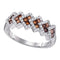 10kt White Gold Women's Round Brown Color Enhanced Diamond Band Ring 1-2 Cttw - FREE Shipping (US/CAN)-Gold & Diamond Fashion Rings-JadeMoghul Inc.
