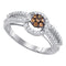 10kt White Gold Women's Round Brown Color Enhanced Diamond Cluster Bridal Wedding Engagement Ring 1-2 Cttw - FREE Shipping (US/CAN)-Gold & Diamond Engagement & Anniversary Rings-JadeMoghul Inc.