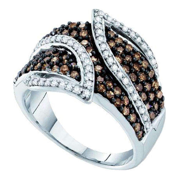 10kt White Gold Women's Round Brown Color Enhanced Diamond Fashion Ring 1.00 Cttw - FREE Shipping (US/CAN)-Gold & Diamond Fashion Rings-6.5-JadeMoghul Inc.