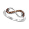 10kt White Gold Women's Round Brown Color Enhanced Diamond Infinity Ring 1/5 Cttw - FREE Shipping (US/CAN)-Gold & Diamond Rings-5-JadeMoghul Inc.