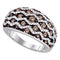 10kt White Gold Women's Round Brown Color Enhanced Diamond Striped Fashion Ring 1-1/4 Cttw - FREE Shipping (US/CAN)-Rings And Bands-5-JadeMoghul Inc.