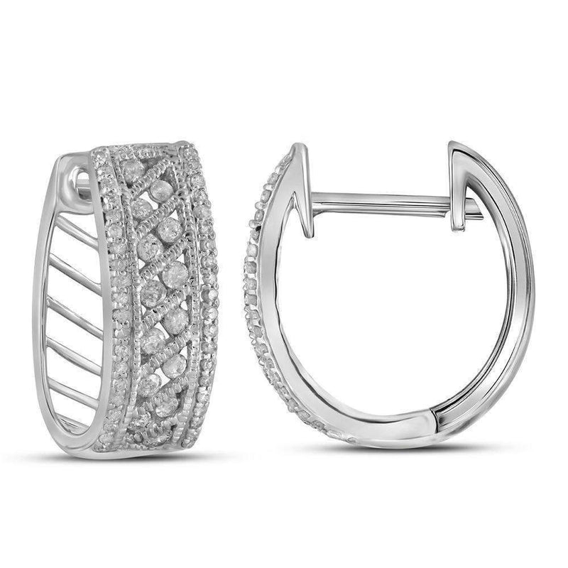 10kt White Gold Women's Round Channel-set Diamond Hoop Earrings 5-8 Cttw - FREE Shipping (US/CAN)-Gold & Diamond Earrings-JadeMoghul Inc.