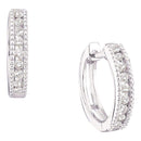 10kt White Gold Women's Round Channel-set Diamond Milgrain Hoop Earrings 1-4 Cttw - FREE Shipping (US/CAN)-Gold & Diamond Earrings-JadeMoghul Inc.