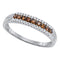 10kt White Gold Women's Round Cognac-brown Color Enhanced Diamond Band Ring 1/5 Cttw - FREE Shipping (US/CAN)-Gold & Diamond Bands-5-JadeMoghul Inc.