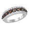 10kt White Gold Women's Round Cognac-brown Color Enhanced Diamond Band Ring 2.00 Cttw - FREE Shipping (US/CAN)-Gold & Diamond Bands-JadeMoghul Inc.