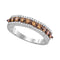 10kt White Gold Women's Round Cognac-brown Color Enhanced Diamond Band Ring 5/8 Cttw - FREE Shipping (US/CAN)-Gold & Diamond Bands-5-JadeMoghul Inc.