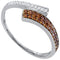10kt White Gold Womens Round Cognac-brown Color Enhanced Diamond Bypass Band 1-4 Cttw-Gold & Diamond Bands-JadeMoghul Inc.