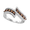 10kt White Gold Women's Round Cognac-brown Color Enhanced Diamond Bypass Band Ring 1/2 Cttw - FREE Shipping (US/CAN)-Gold & Diamond Bands-6-JadeMoghul Inc.