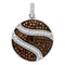 10kt White Gold Women's Round Cognac-brown Color Enhanced Diamond Circle Cluster Pendant 3-4 Cttw - FREE Shipping (US/CAN)-Gold & Diamond Pendants & Necklaces-JadeMoghul Inc.