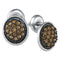 10kt White Gold Women's Round Cognac-brown Color Enhanced Diamond Cluster Earrings 1-2 Cttw - FREE Shipping (USA/CAN)-Gold & Diamond Earrings-JadeMoghul Inc.