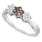 10kt White Gold Women's Round Cognac-brown Color Enhanced Diamond Cluster Ring 1/4 Cttw - FREE Shipping (US/CAN)-Gold & Diamond Cluster Rings-5-JadeMoghul Inc.