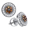 10kt White Gold Women's Round Cognac-brown Color Enhanced Diamond Cluster Stud Screwback Earrings 5-8 Cttw - FREE Shipping (USA/CAN)-Gold & Diamond Earrings-JadeMoghul Inc.