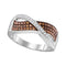10kt White Gold Women's Round Cognac-brown Color Enhanced Diamond Crossover Band Ring 1/3 Cttw - FREE Shipping (US/CAN)-Gold & Diamond Bands-5-JadeMoghul Inc.