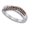 10kt White Gold Women's Round Cognac-brown Color Enhanced Diamond Crossover Band Ring 3/8 Cttw - FREE Shipping (US/CAN)-Gold & Diamond Bands-5-JadeMoghul Inc.