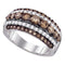 10kt White Gold Women's Round Cognac-brown Color Enhanced Diamond Fancy Cocktail Ring 1-1/2 Cttw - FREE Shipping (US/CAN)-Gold & Diamond Bands-5-JadeMoghul Inc.