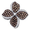 10kt White Gold Women's Round Cognac-brown Color Enhanced Diamond Flower Cluster Pendant 1.00 Cttw - FREE Shipping (US/CAN)-Gold & Diamond Pendants & Necklaces-JadeMoghul Inc.