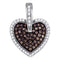 10kt White Gold Women's Round Cognac-brown Color Enhanced Diamond Framed Heart Cluster Pendant 1-2 Cttw - FREE Shipping (US/CAN)-Gold & Diamond Pendants & Necklaces-JadeMoghul Inc.
