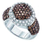 10kt White Gold Women's Round Cognac-brown Color Enhanced Diamond Halo Cluster Ring 2.00 Cttw - FREE Shipping (US/CAN)-Gold & Diamond Fashion Rings-5-JadeMoghul Inc.