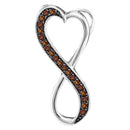 10kt White Gold Women's Round Cognac-brown Color Enhanced Diamond Heart Infinity Pendant 1-10 Cttw - FREE Shipping (US/CAN)-Gold & Diamond Pendants & Necklaces-JadeMoghul Inc.