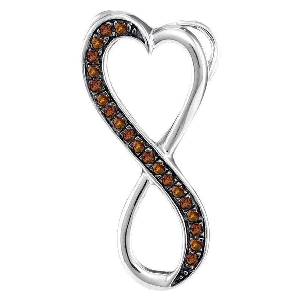 10kt White Gold Women's Round Cognac-brown Color Enhanced Diamond Heart Infinity Pendant 1-10 Cttw - FREE Shipping (US/CAN)-Gold & Diamond Pendants & Necklaces-JadeMoghul Inc.