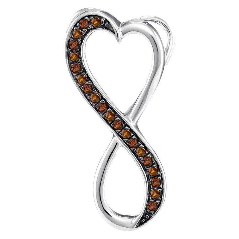 10kt White Gold Women's Round Cognac-brown Color Enhanced Diamond Heart Infinity Pendant 1-10 Cttw - FREE Shipping (US/CAN)-Gold & Diamond Pendants & Necklaces-JadeMoghul Inc.