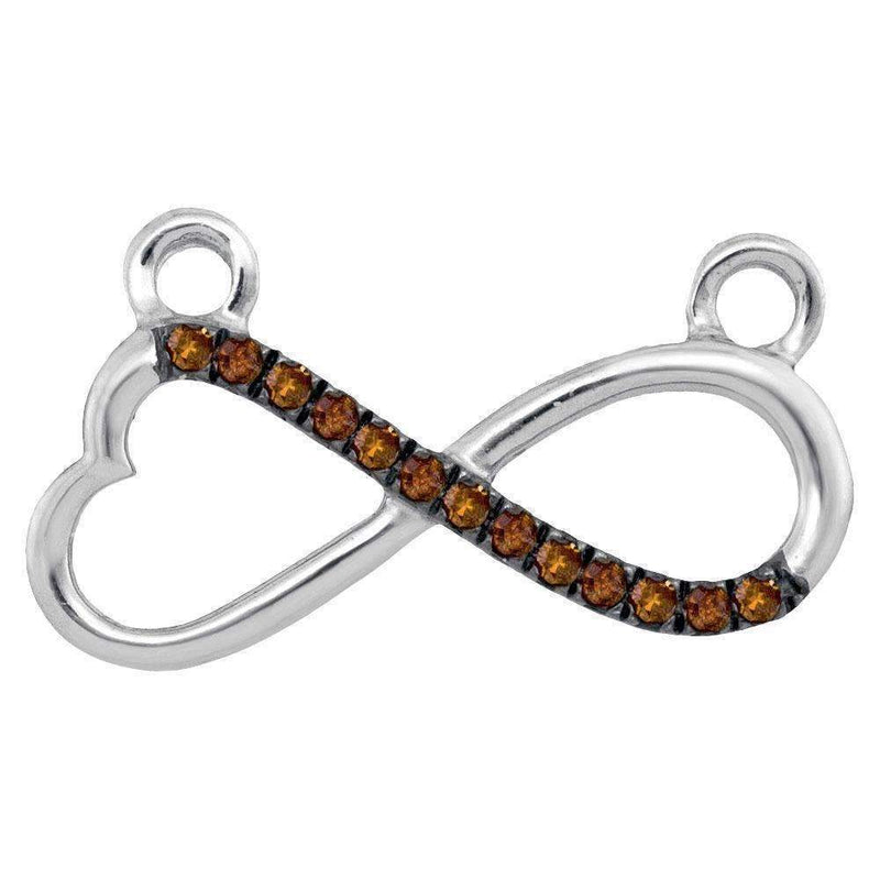 10kt White Gold Women's Round Cognac-brown Color Enhanced Diamond Heart Infinity Pendant Necklace 1-12 Cttw - FREE Shipping (US/CAN)-Gold & Diamond Pendants & Necklaces-JadeMoghul Inc.