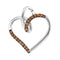 10kt White Gold Women's Round Cognac-brown Color Enhanced Diamond Heart Love Pendant 1-6 Cttw - FREE Shipping (US/CAN)-Gold & Diamond Pendants & Necklaces-JadeMoghul Inc.
