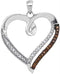 10kt White Gold Women's Round Cognac-brown Color Enhanced Diamond Heart Love Pendant 1-6 Cttw - FREE Shipping (US/CAN)-Gold & Diamond Pendants & Necklaces-JadeMoghul Inc.