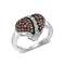 10kt White Gold Women's Round Cognac-brown Color Enhanced Diamond Heart Love Ring 5/8 Cttw - FREE Shipping (US/CAN)-Gold & Diamond Heart Rings-5-JadeMoghul Inc.