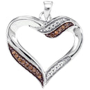 10kt White Gold Women's Round Cognac-brown Color Enhanced Diamond Heart Pendant 1-10 Cttw - FREE Shipping (US/CAN)-Gold & Diamond Pendants & Necklaces-JadeMoghul Inc.