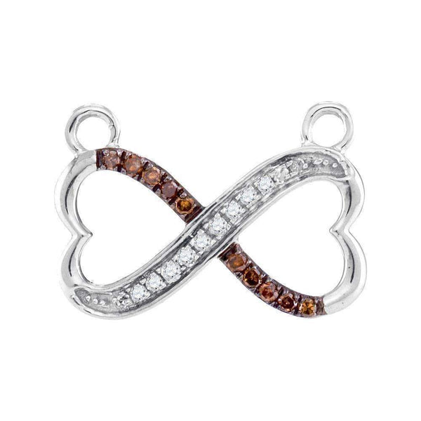 10kt White Gold Women's Round Cognac-brown Color Enhanced Diamond Infinity Heart Pendant Necklace 1-6 Cttw - FREE Shipping (US/CAN)-Gold & Diamond Pendants & Necklaces-JadeMoghul Inc.