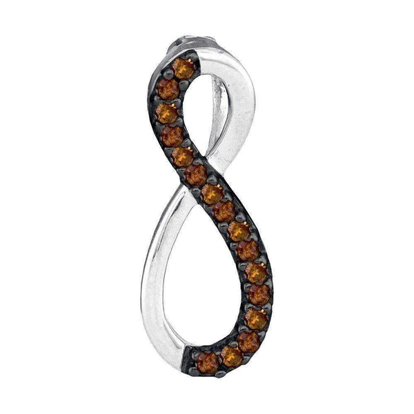 10kt White Gold Women's Round Cognac-brown Color Enhanced Diamond Infinity Pendant 1-10 Cttw - FREE Shipping (US/CAN)-Gold & Diamond Pendants & Necklaces-JadeMoghul Inc.